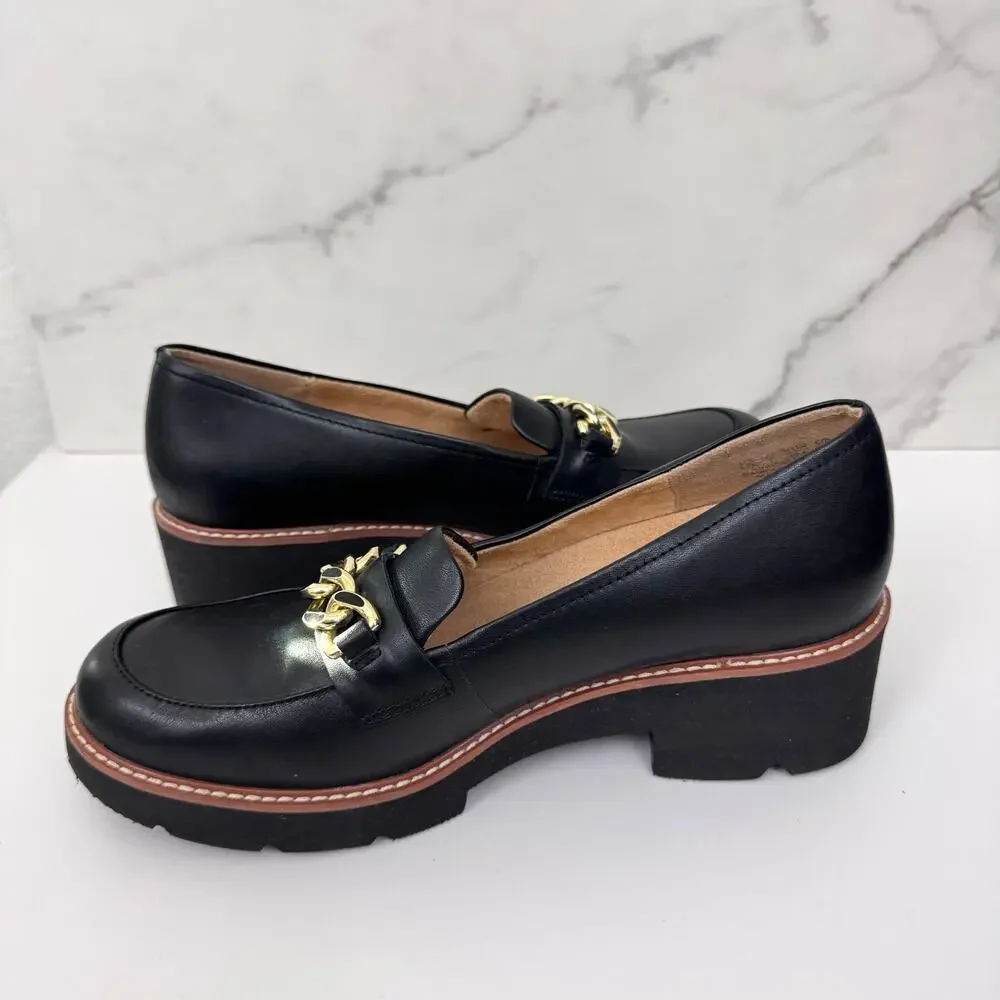 Naturalizer Womens Desi Loafer Shoe Size 9.5 Cushioned Leather Lug Black